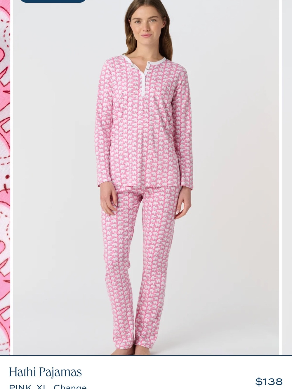 Roller Rabbit Pink Haathi Long-Sleeve Pajama Set